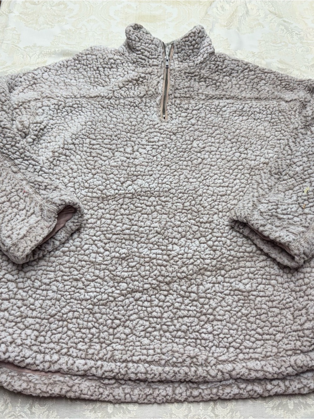 Thread & Supply Womens GraySherpa Half-Zip Sweater